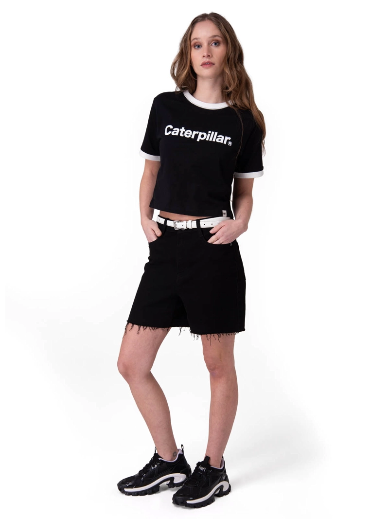 SHORT MUJER DENIM HIGH RISE COWB NEGRO CAT - 7