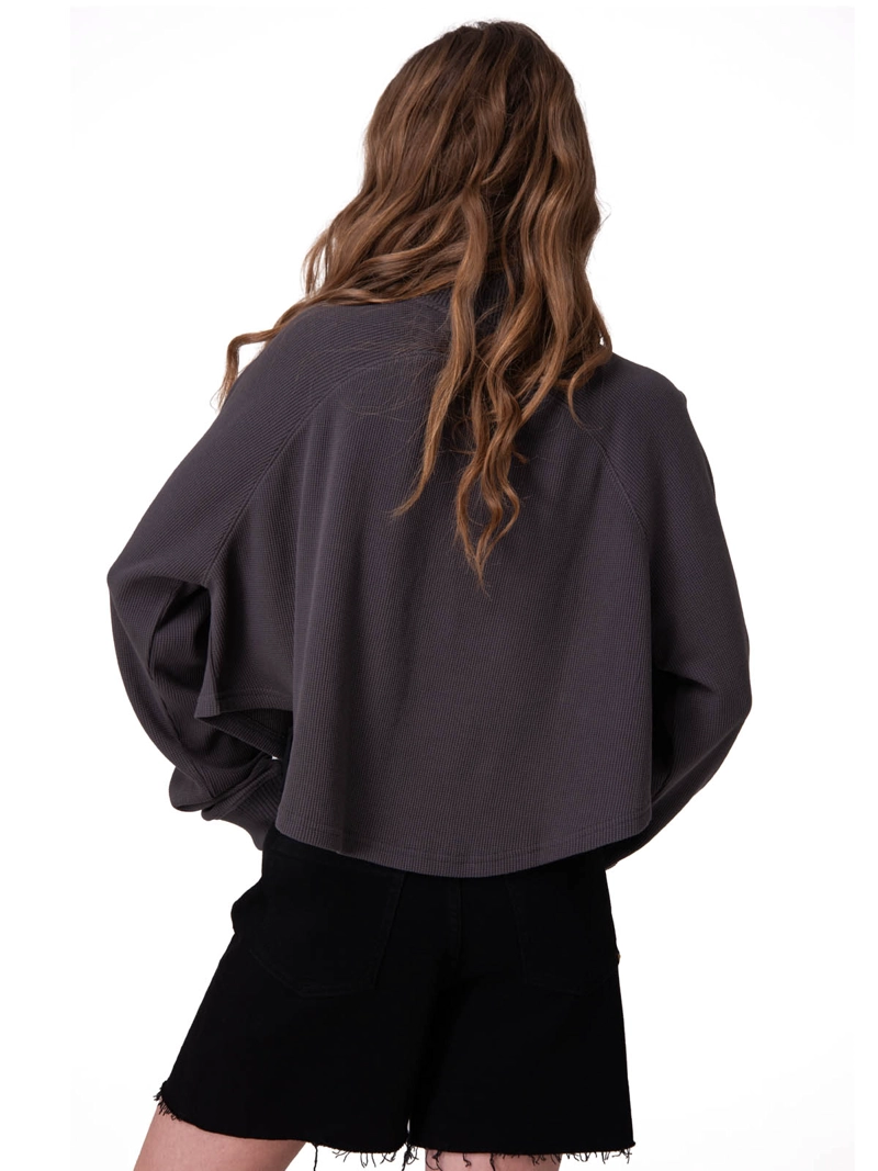 POLERON MUJER WAFFLE PULL-OVER NEGRO CAT - 2