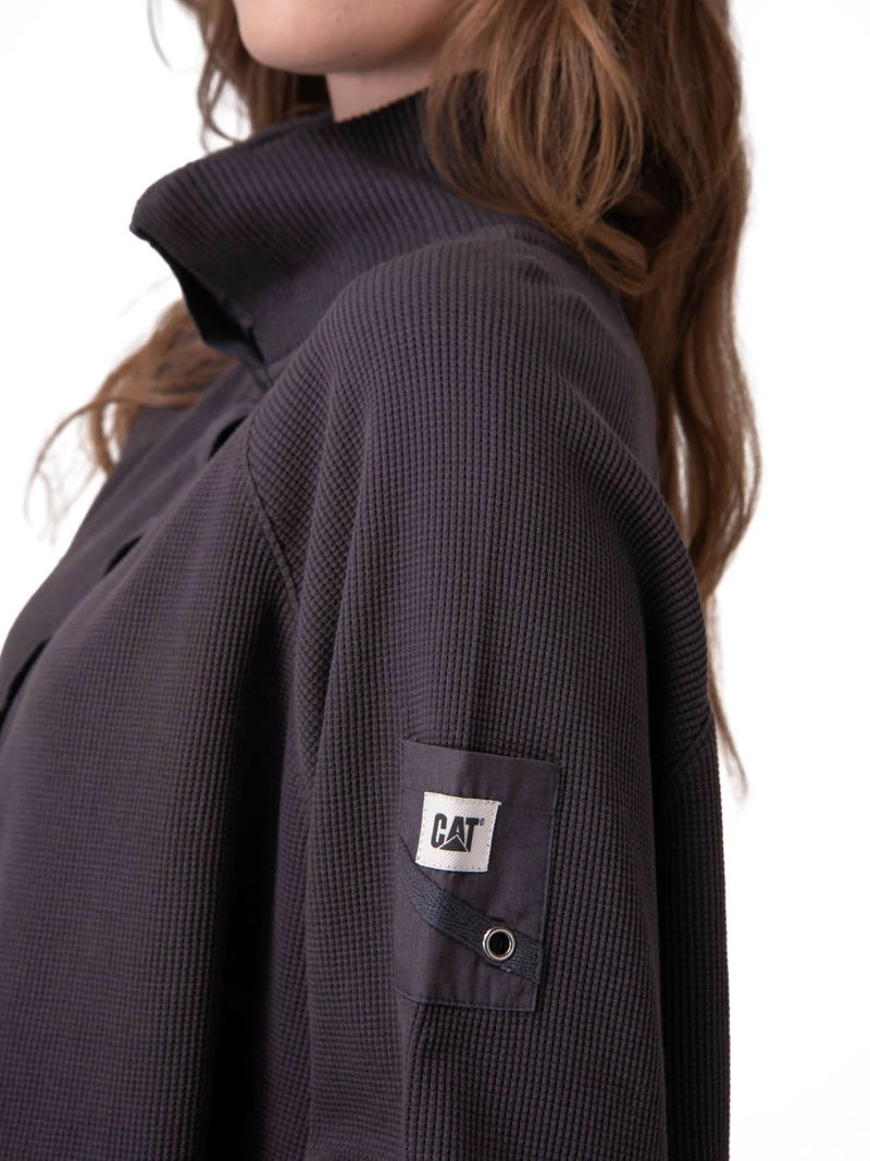 POLERON MUJER WAFFLE PULL-OVER NEGRO CAT - 5