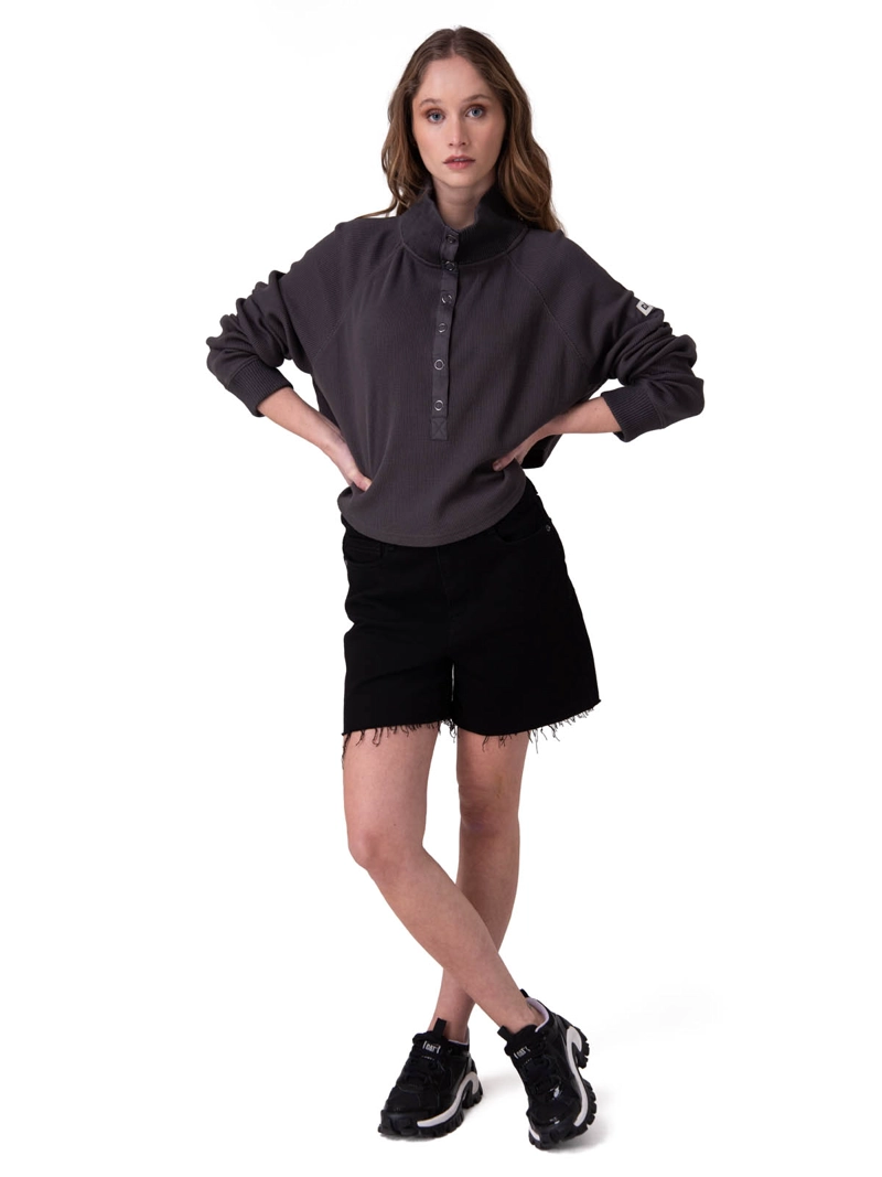 POLERON MUJER WAFFLE PULL-OVER NEGRO CAT - 6