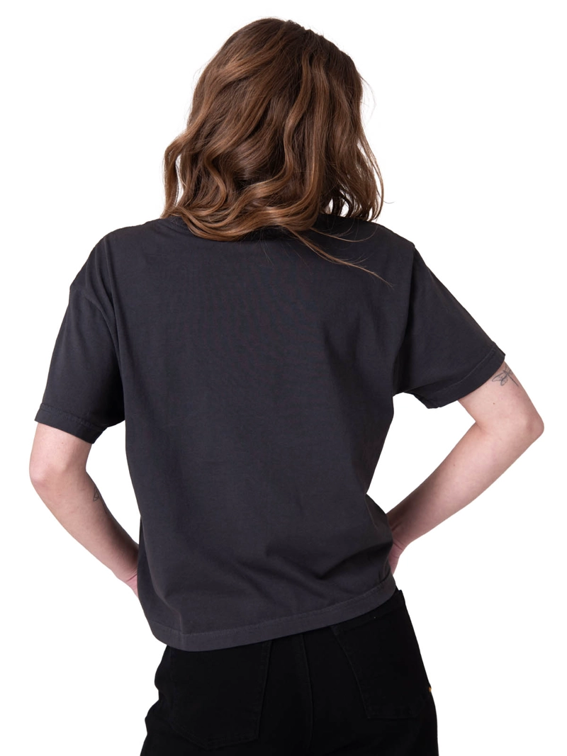 POLERA MANGA CORTA MUJER BOXY HEAVYWEIGHT EMB NEGRO CAT - 2