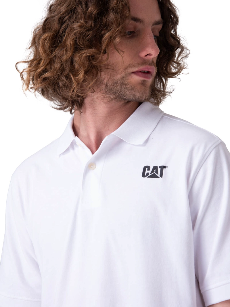 POLERA MANGA CORTA HOMBRE CAT LOGO JERSEY POLO BLANCO CAT - 4