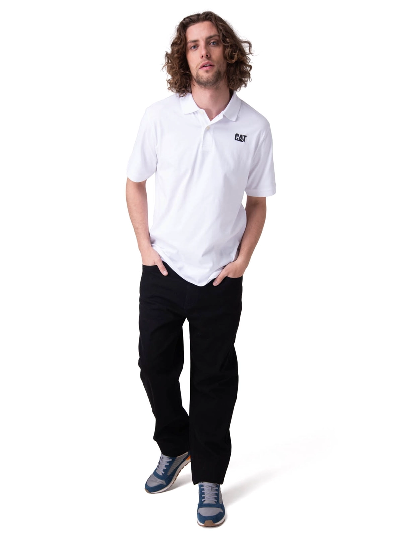 POLERA MANGA CORTA HOMBRE CAT LOGO JERSEY POLO BLANCO CAT - 5