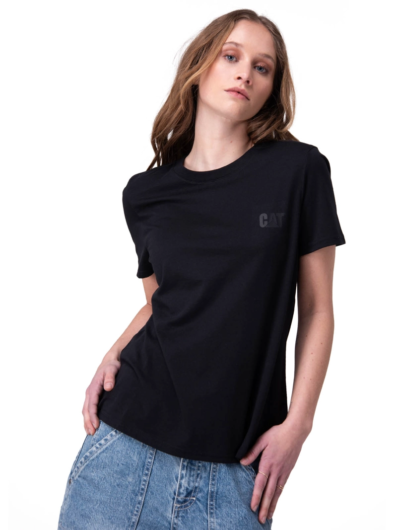 POLERA MANGA CORTA MUJER CAT LOGO TEE NEGRO CAT - 1