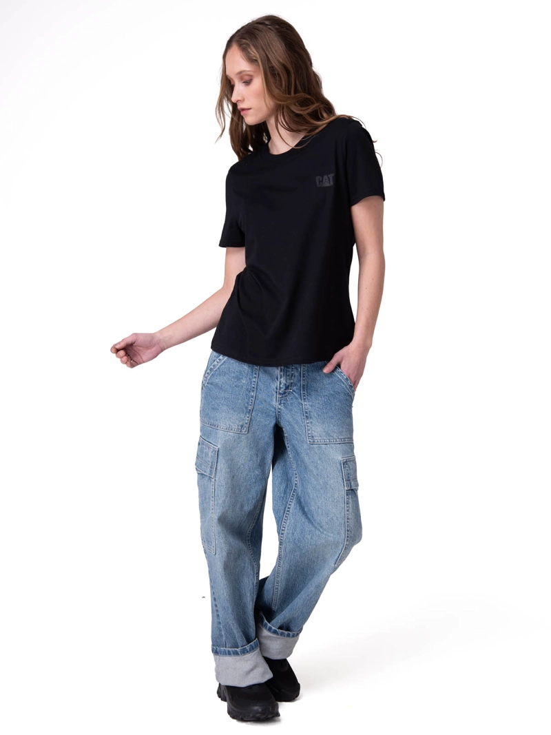POLERA MANGA CORTA MUJER CAT LOGO TEE NEGRO CAT - 5