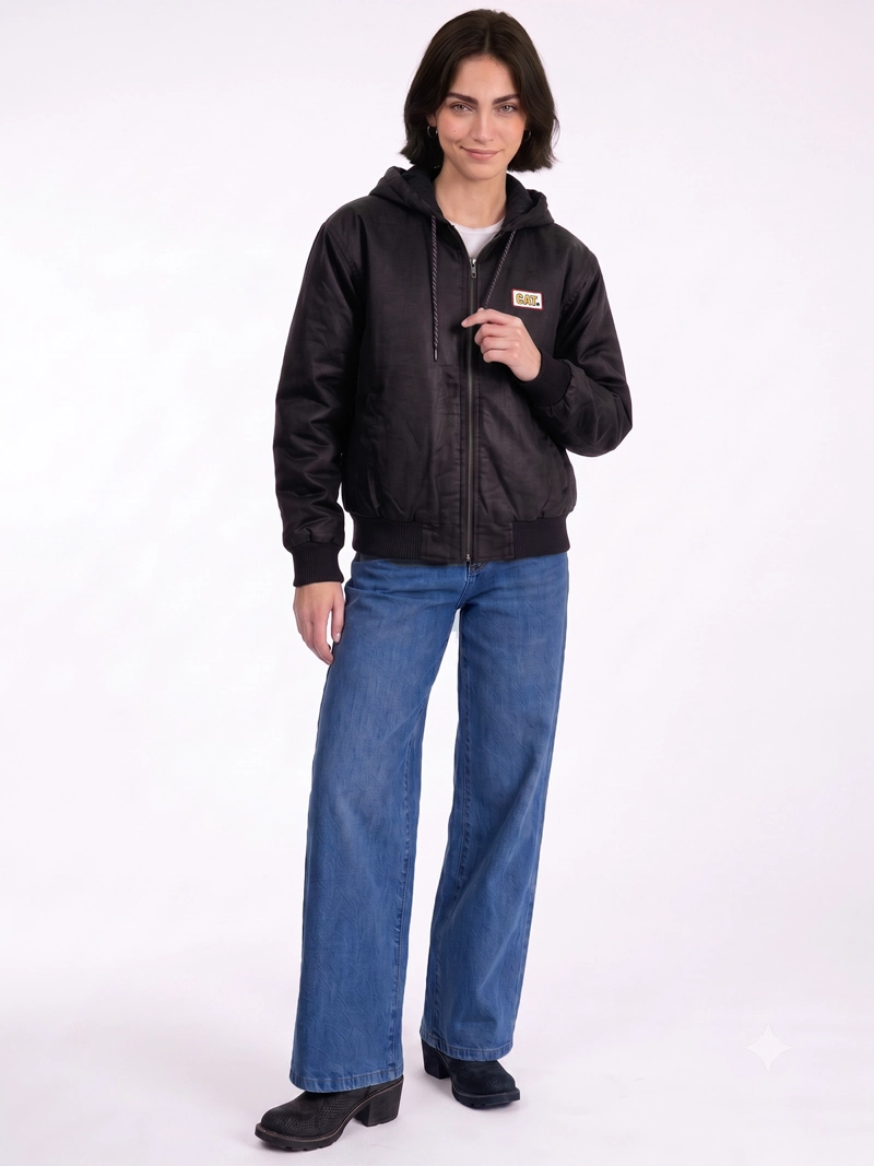 CHAQUETA TERMICA MUJER ENCERADA NEGRA CAT - 2