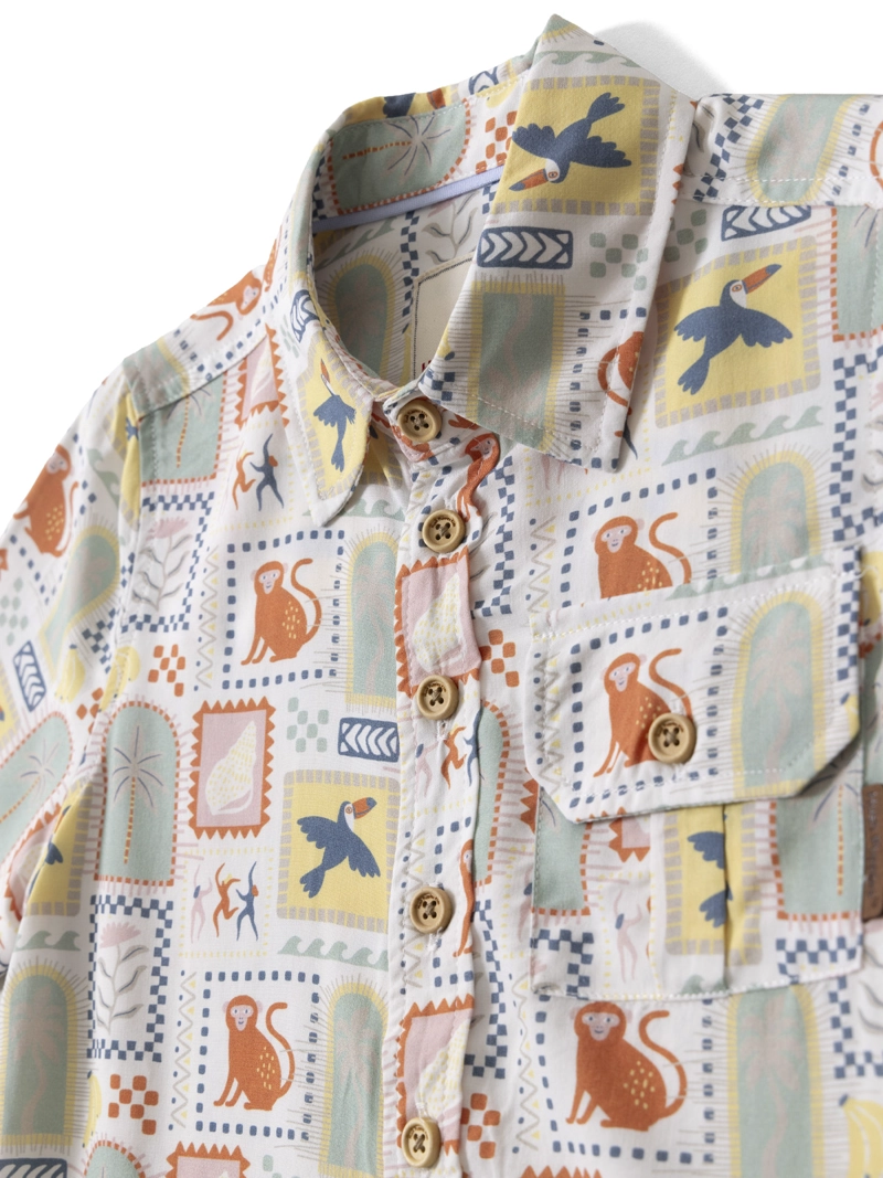 CAMISA MANGA CORTA NIÑO AURA BEIGE HUSH PUPPIES KIDS - 4
