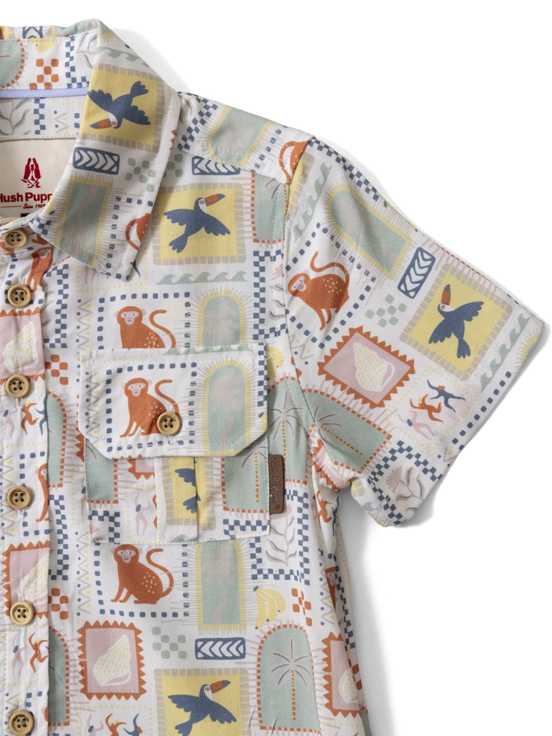 CAMISA MANGA CORTA NIÑO AURA BEIGE HUSH PUPPIES KIDS - 5
