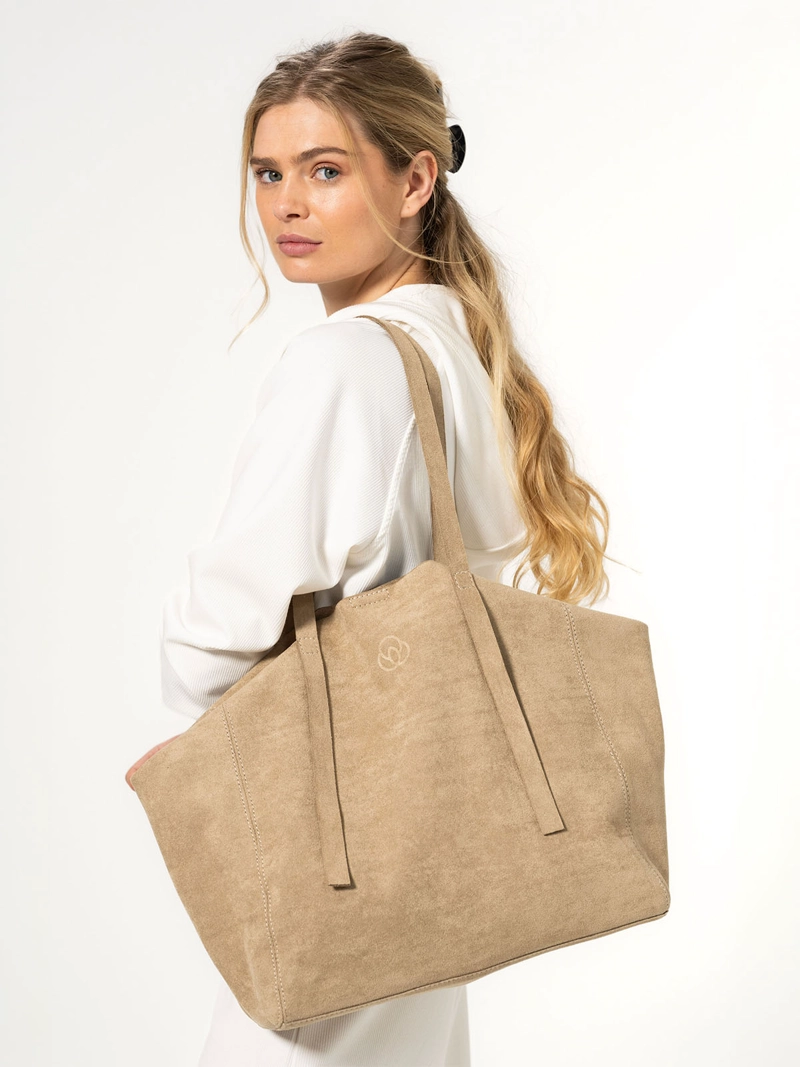 BOLSO CUERO MUJER SUEDE BAG BEIGE BSOUL - 2