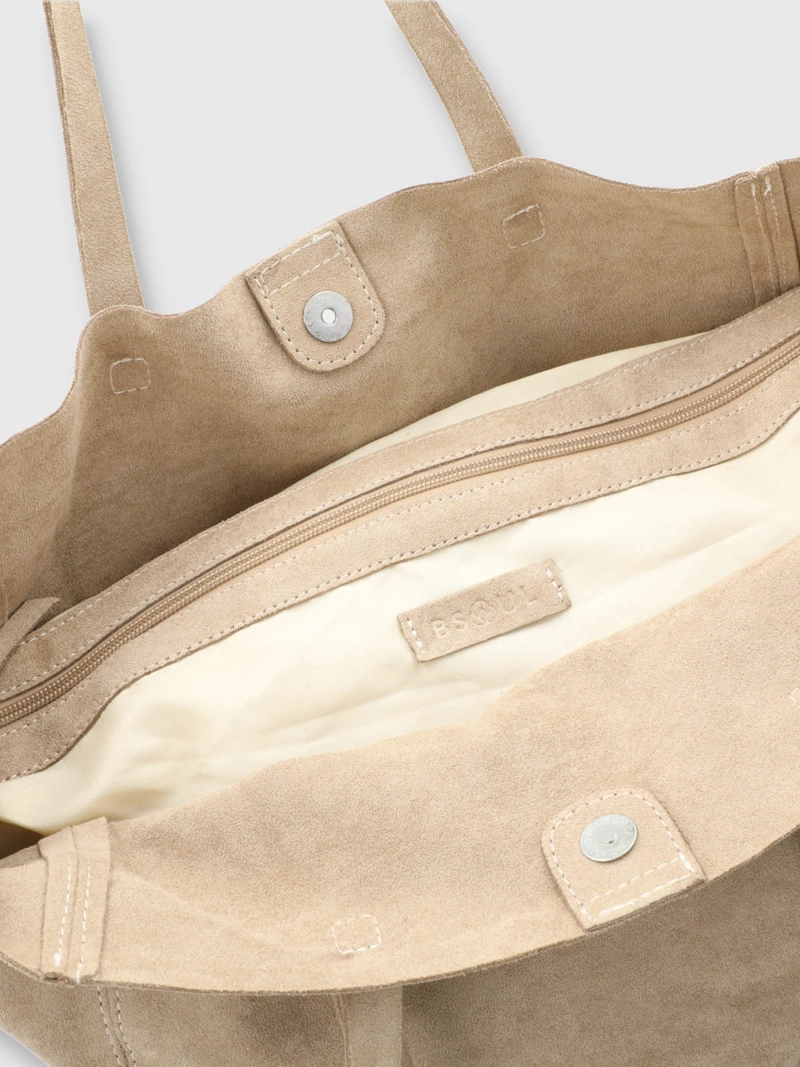 BOLSO CUERO MUJER SUEDE BAG BEIGE BSOUL - 5