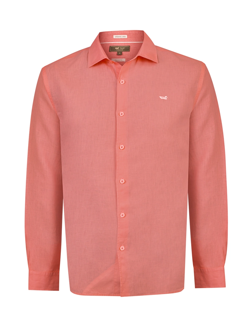 CAMISA LINO ORGANICO HOMBRE LINENIT ROJO ROCKFORD - 1