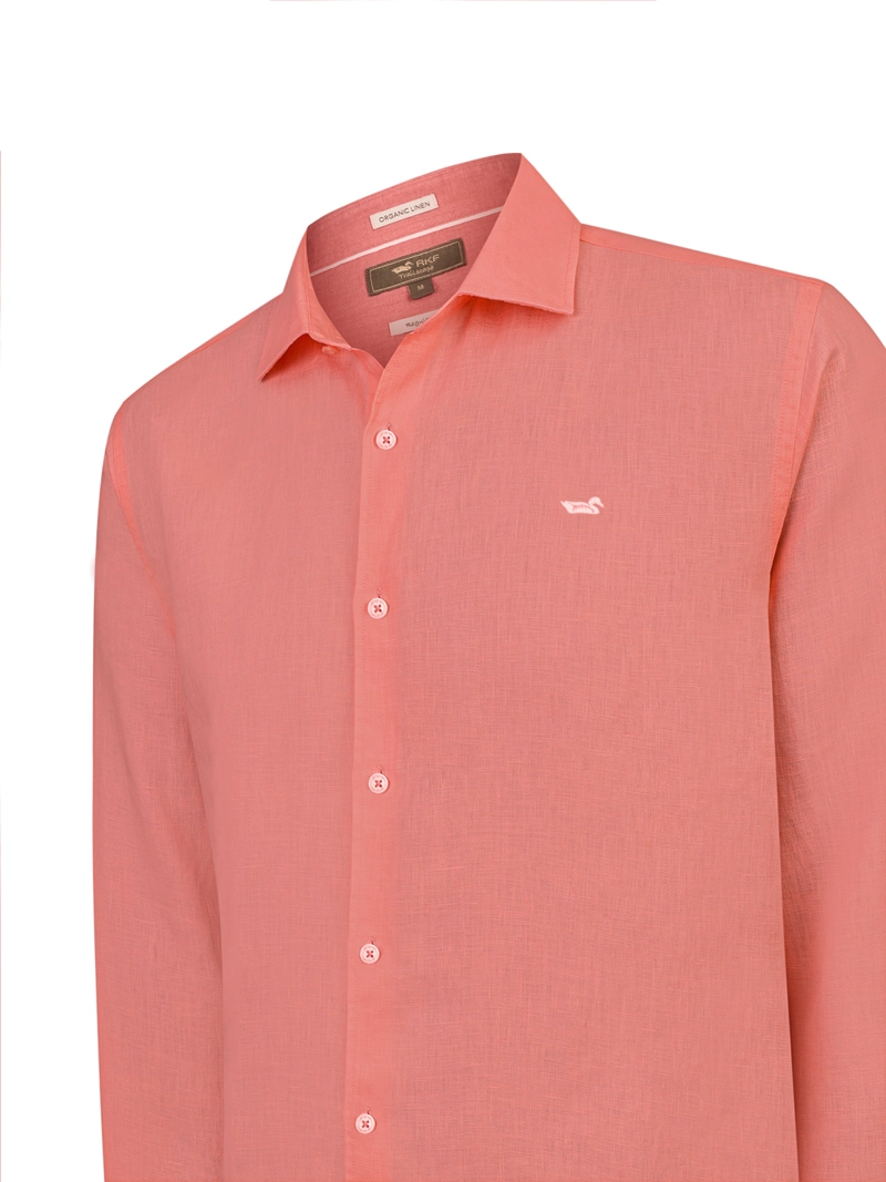 CAMISA LINO ORGANICO HOMBRE LINENIT ROJO ROCKFORD - 4