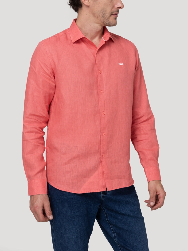 CAMISA LINO ORGANICO HOMBRE LINENIT ROJO ROCKFORD - 5