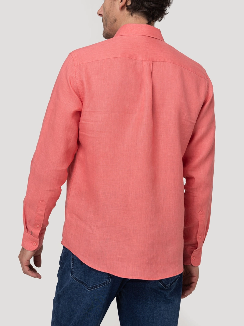 CAMISA LINO ORGANICO HOMBRE LINENIT ROJO ROCKFORD - 6