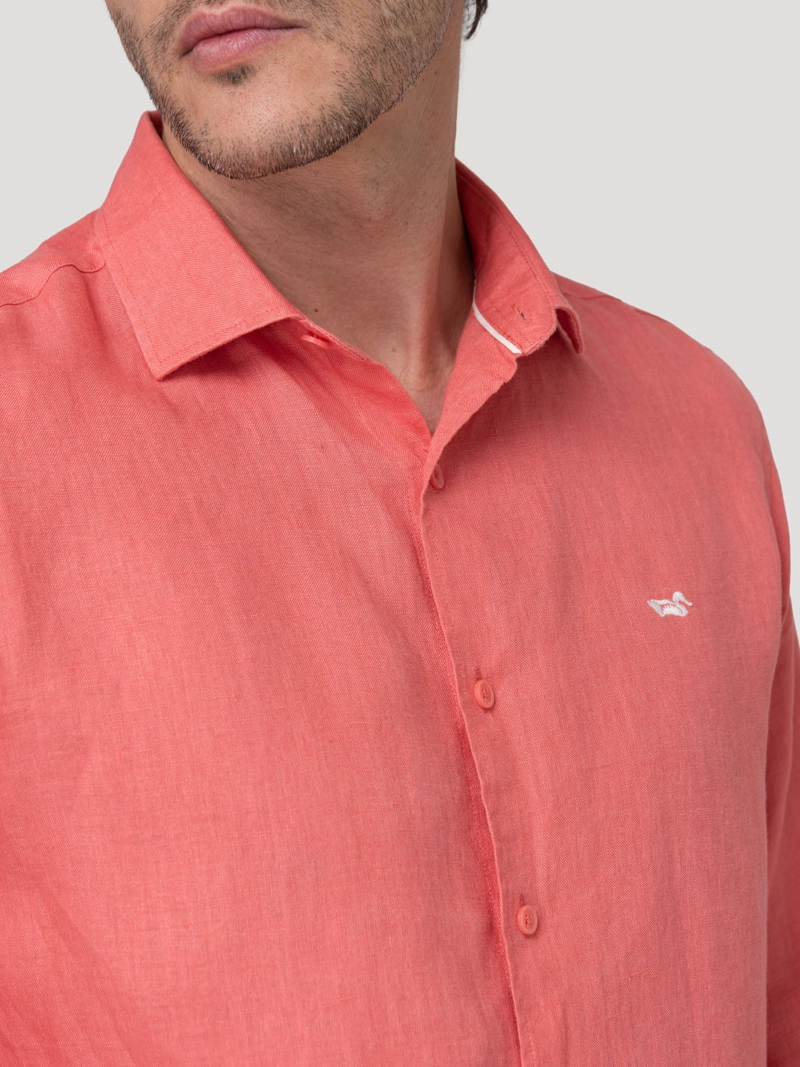 CAMISA LINO ORGANICO HOMBRE LINENIT ROJO ROCKFORD - 7