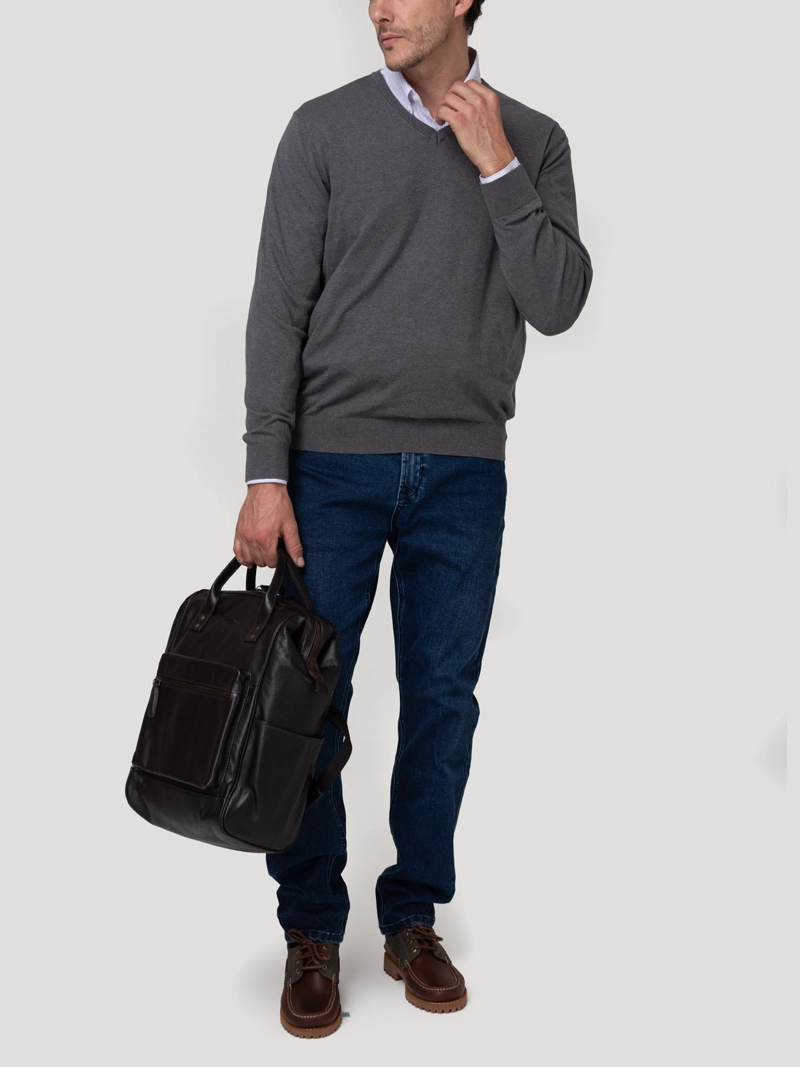 SWEATER ALGODON ORGANICO HOMBRE ANGRIV CELESTE ROCKFORD - 8