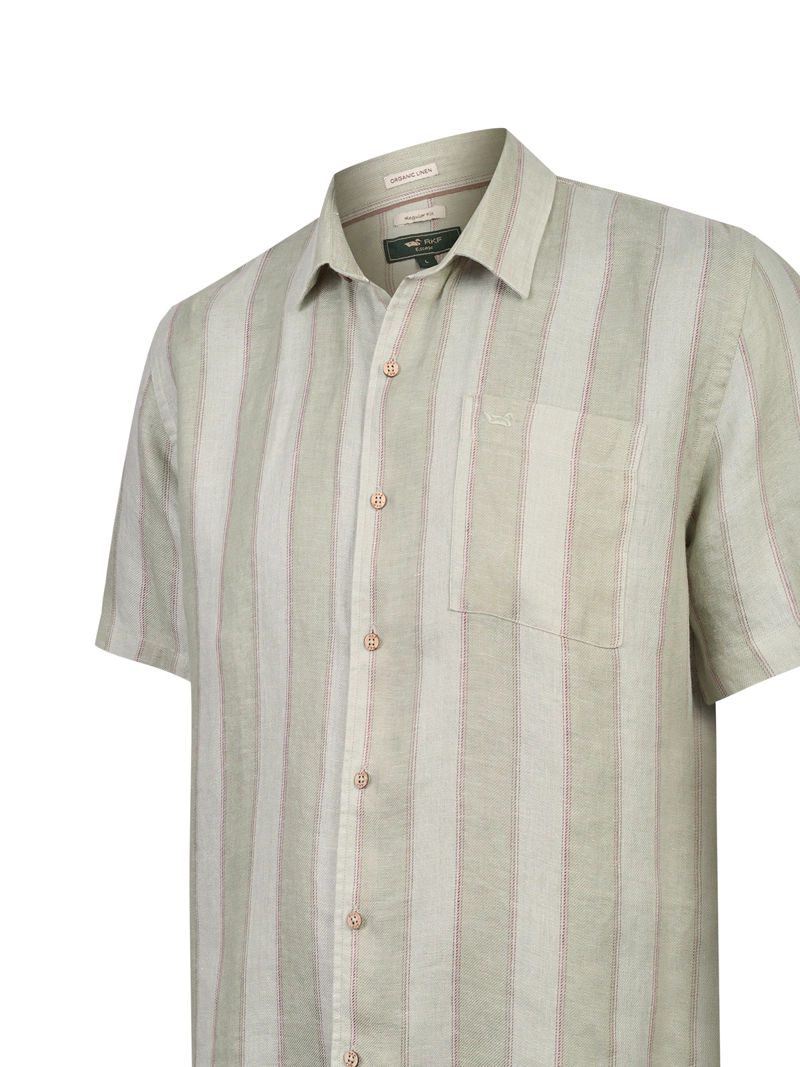 CAMISA LINO ORGANICO HOMBRE DUNA CAFE  ROCKFORD - 4