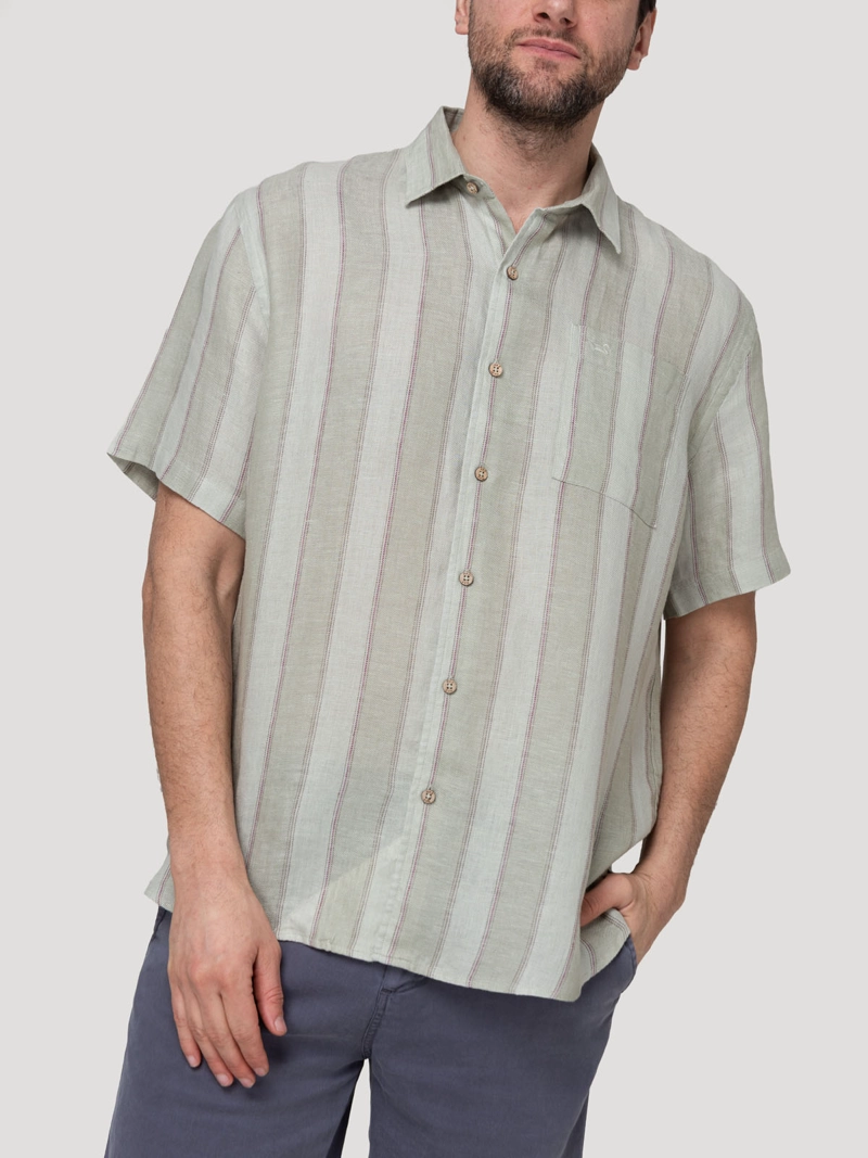 CAMISA LINO ORGANICO HOMBRE DUNA CAFE  ROCKFORD - 5