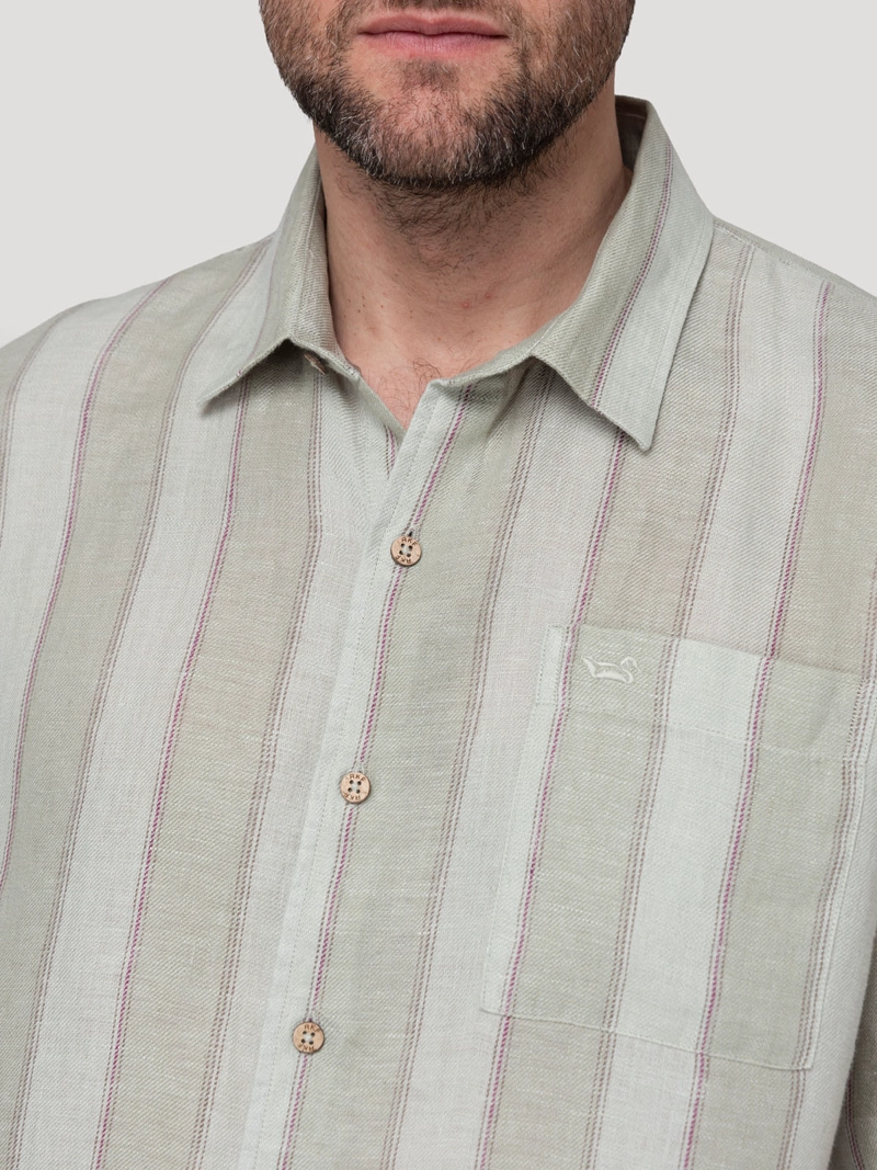 CAMISA LINO ORGANICO HOMBRE DUNA CAFE  ROCKFORD - 7