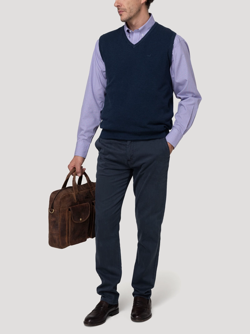 SWEATER ALGODON ORGANICO HOMBRE RIVO AZUL ROCKFORD - 8