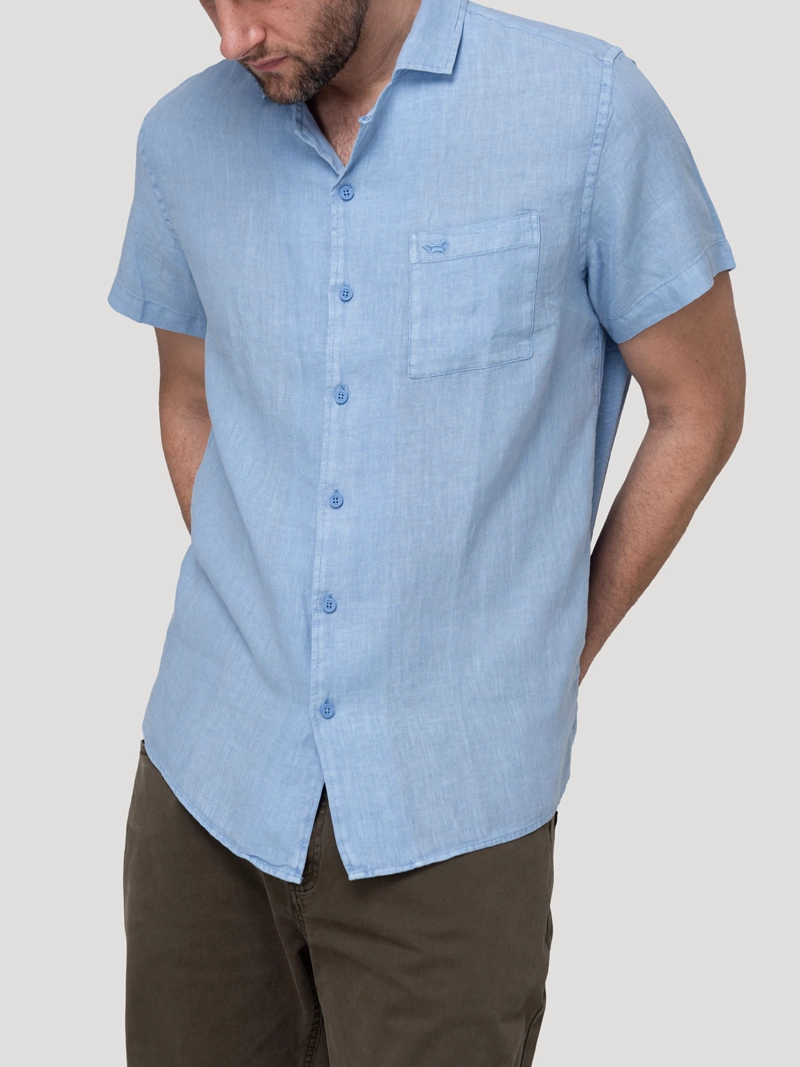 CAMISA LINO ORGANICO HOMBRE LINENPRO AZUL ROCKFORD - 2