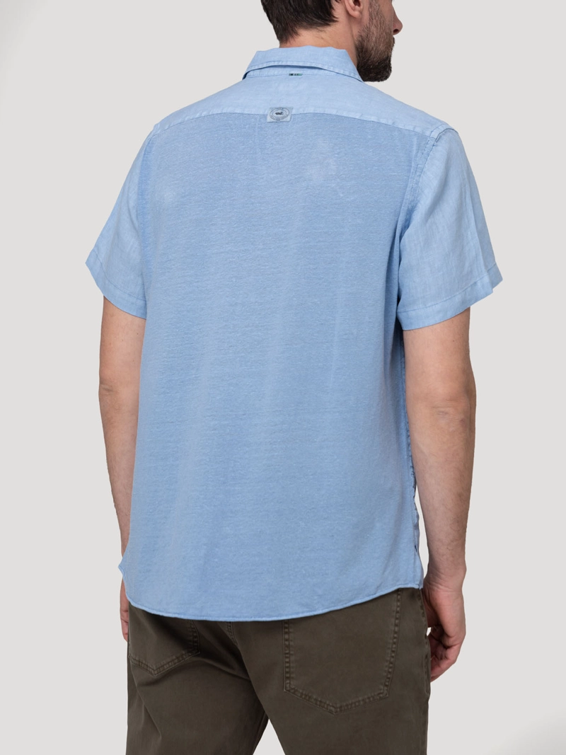 CAMISA LINO ORGANICO HOMBRE LINENPRO AZUL ROCKFORD - 4