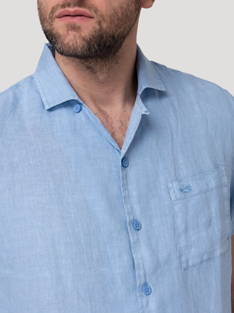 CAMISA LINO ORGANICO HOMBRE LINENPRO AZUL ROCKFORD - 5