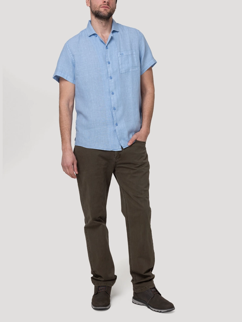 CAMISA LINO ORGANICO HOMBRE LINENPRO AZUL ROCKFORD - 6