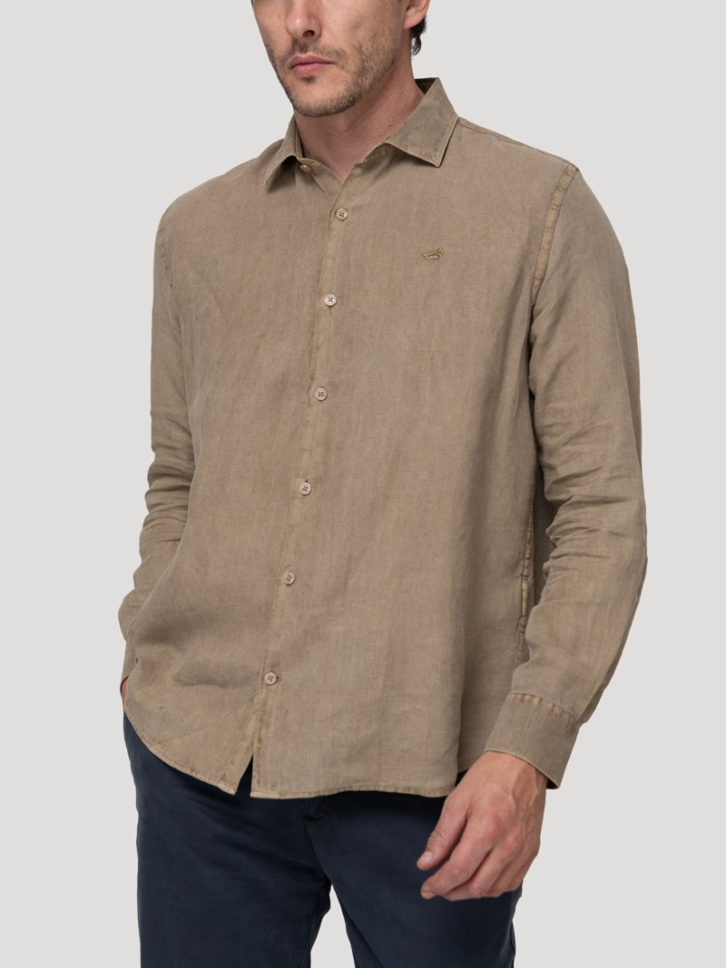 CAMISA LINO ORGANICO HOMBRE LINENJER CAFE  ROCKFORD - 1