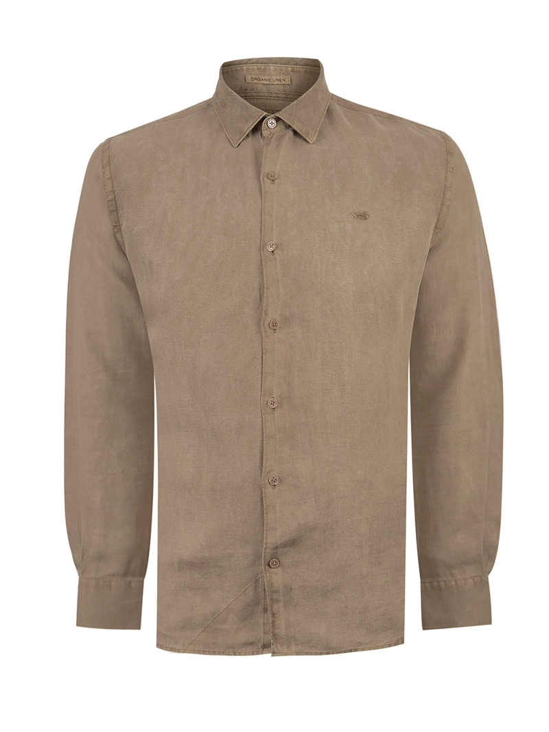 CAMISA LINO ORGANICO HOMBRE LINENJER CAFE ROCKFORD - 1