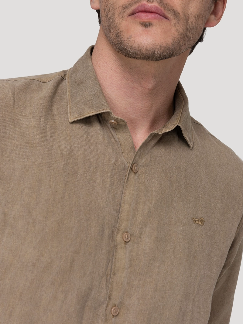 CAMISA LINO ORGANICO HOMBRE LINENJER CAFE ROCKFORD - 7