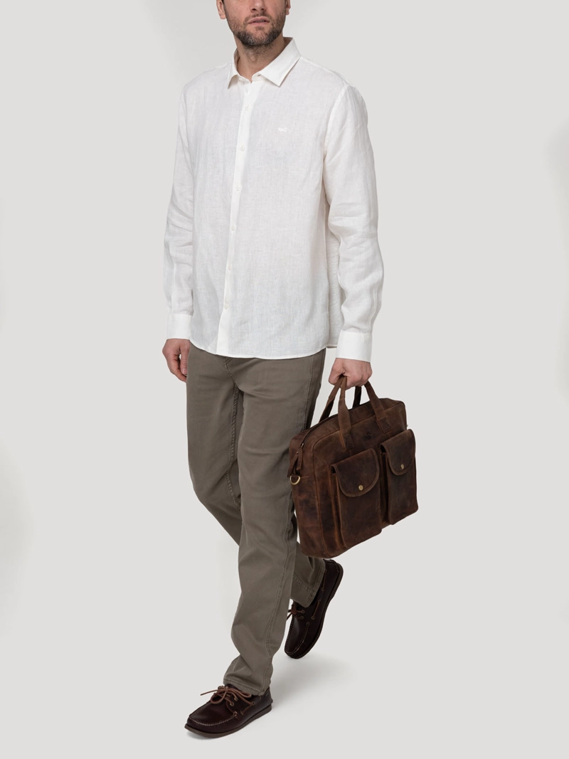 CAMISA LINO ORGANICO HOMBRE LINENJER BEIGE ROCKFORD - 5