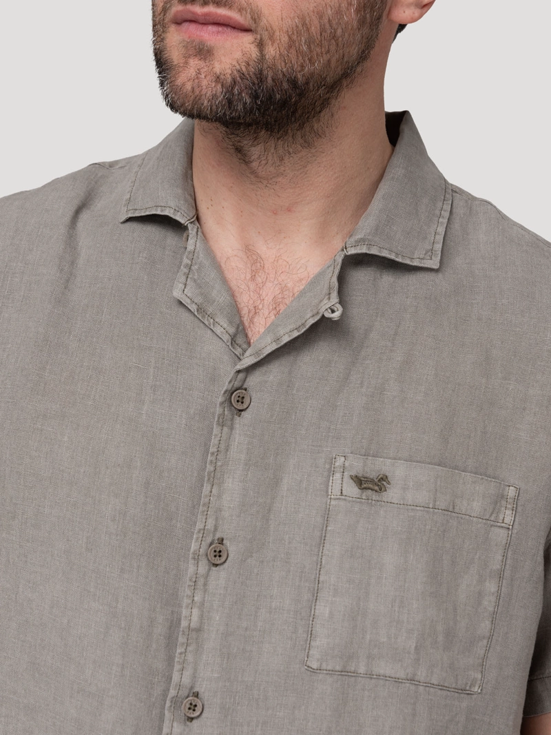 CAMISA LINO ORGANICO HOMBRE LINENPRO VERDE ROCKFORD - 4
