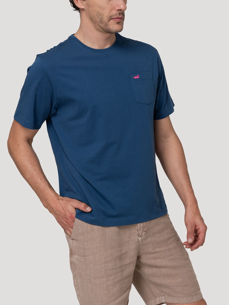 POLERA ALGODON ORGANICO HOMBRE BASICPOC AZUL ROCKFORD - 1