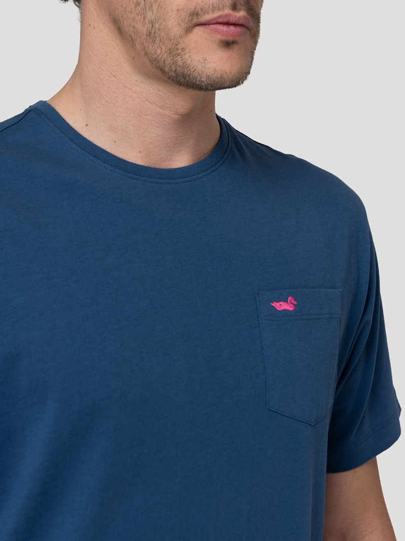 POLERA ALGODON ORGANICO HOMBRE BASICPOC AZUL ROCKFORD - 4