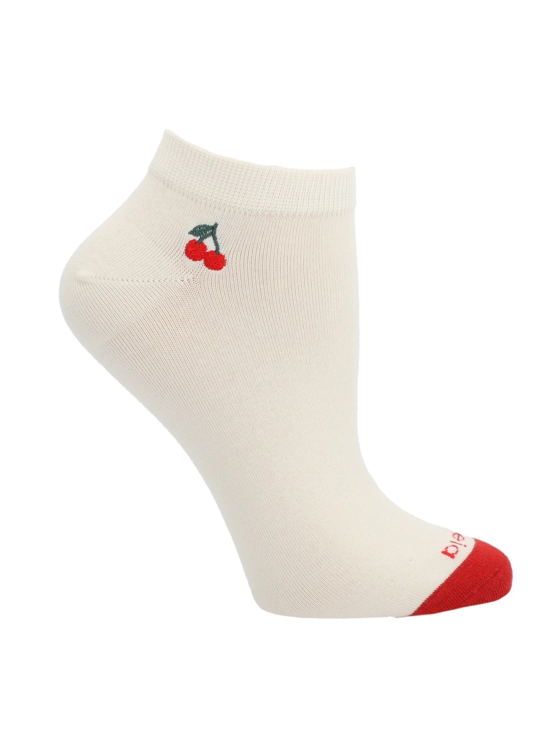 CALCETIN MUJER PED EMB CHERRY BEIGE AZALEIA - 1