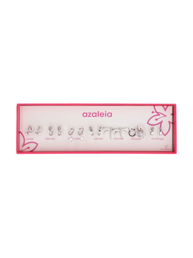 SET 7 AROS MUJER SILVER SET METALIZADO GRIS AZALEIA - 2