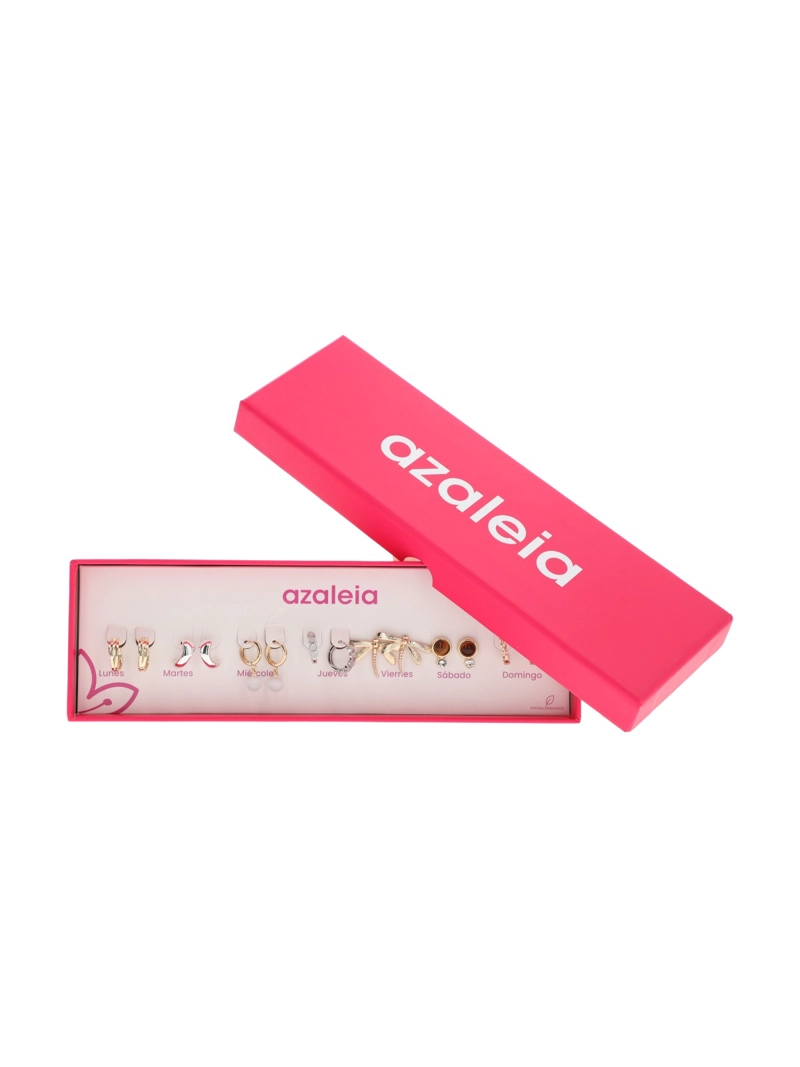 SET 7 AROS MUJER MIX SET METALIZADO DORADO AZALEIA - 1