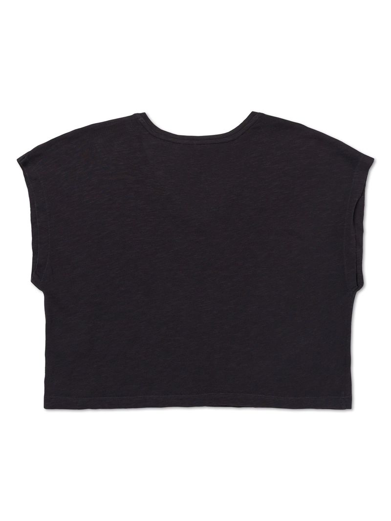 POLERA MANGA CORTA MUJER SLUB KNIT DEEP V-NEC NEGRO CAT - 2