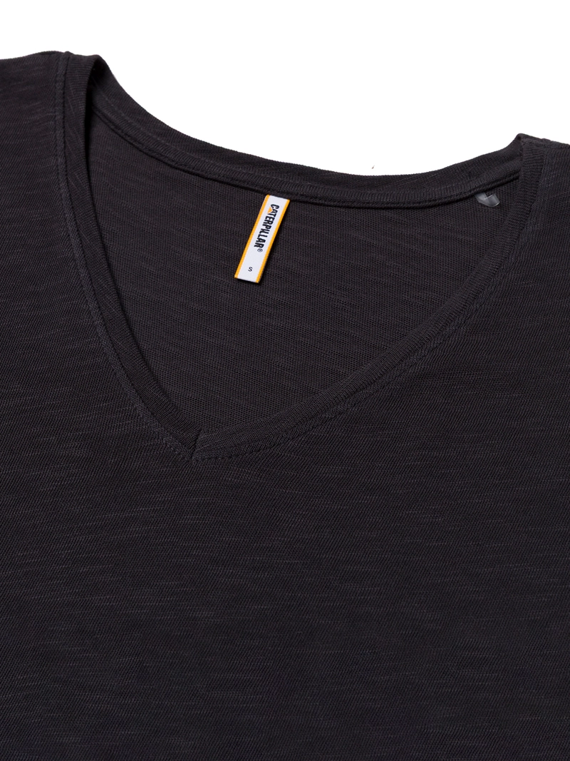 POLERA MANGA CORTA MUJER SLUB KNIT DEEP V-NEC NEGRO CAT - 4