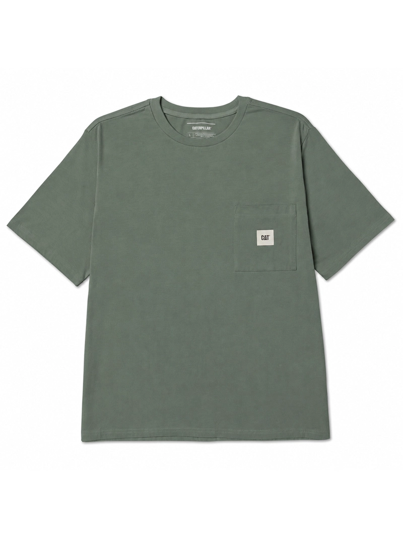POLERA MANGA CORTA SOLID POCKET LABEL T HOMBRE VERDE CAT - 1