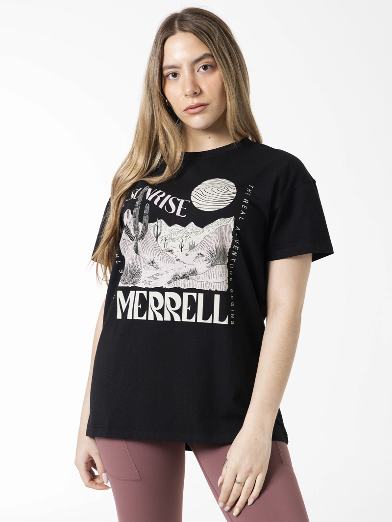POLERA MANGA CORTA MUJER BIGPRINT BAMBOO NEGRO MERRELL - 1