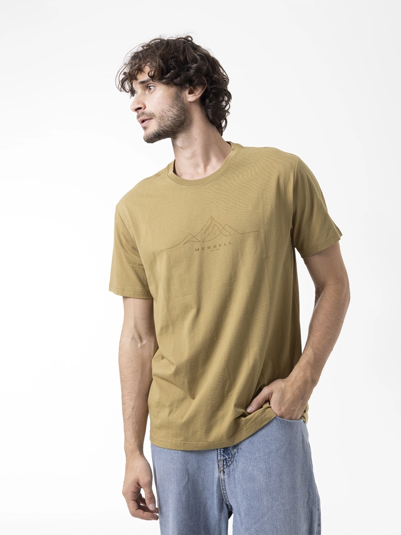 POLERA MANGA CORTA HOMBRE LOGO CORE MOSTAZA MERRELL - 1