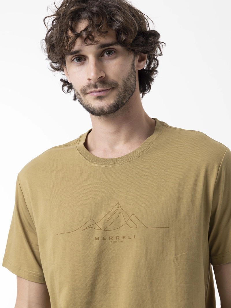 POLERA MANGA CORTA HOMBRE LOGO CORE MOSTAZA MERRELL - 4