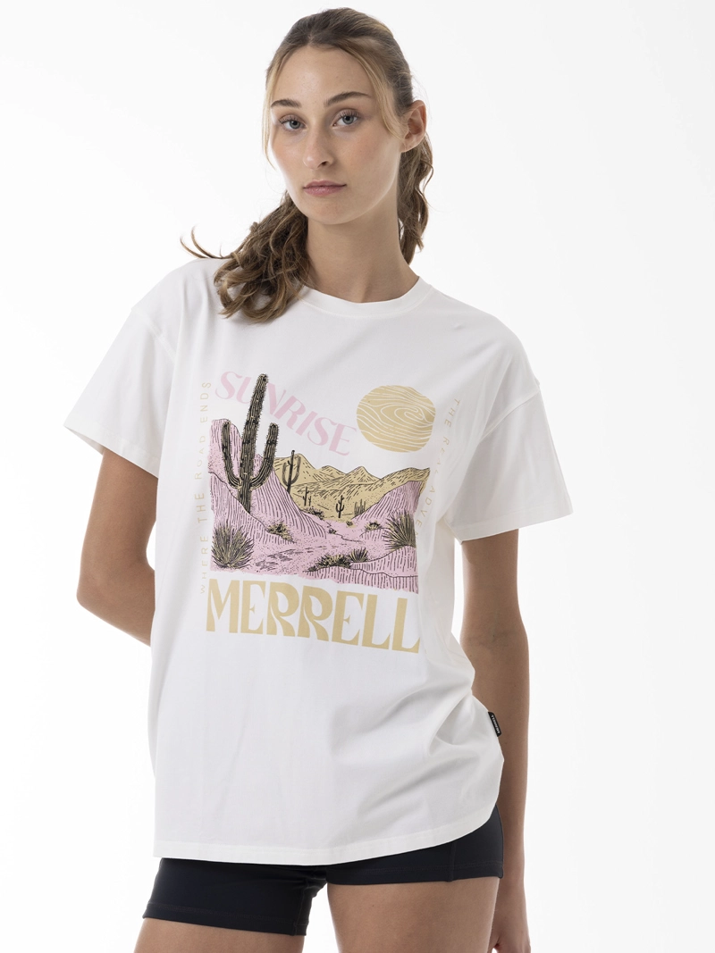 POLERA MANGA CORTA MUJER BIGPRINT BAMBOO BLANCO MERRELL - 5