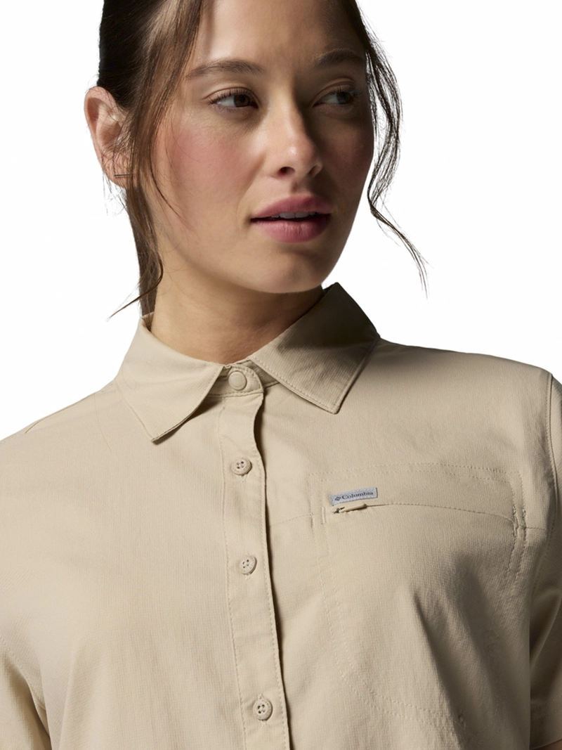 BLUSA RECYCLED MUJER SILVER RID UTILITY BEIGE COLUMBIA - 4