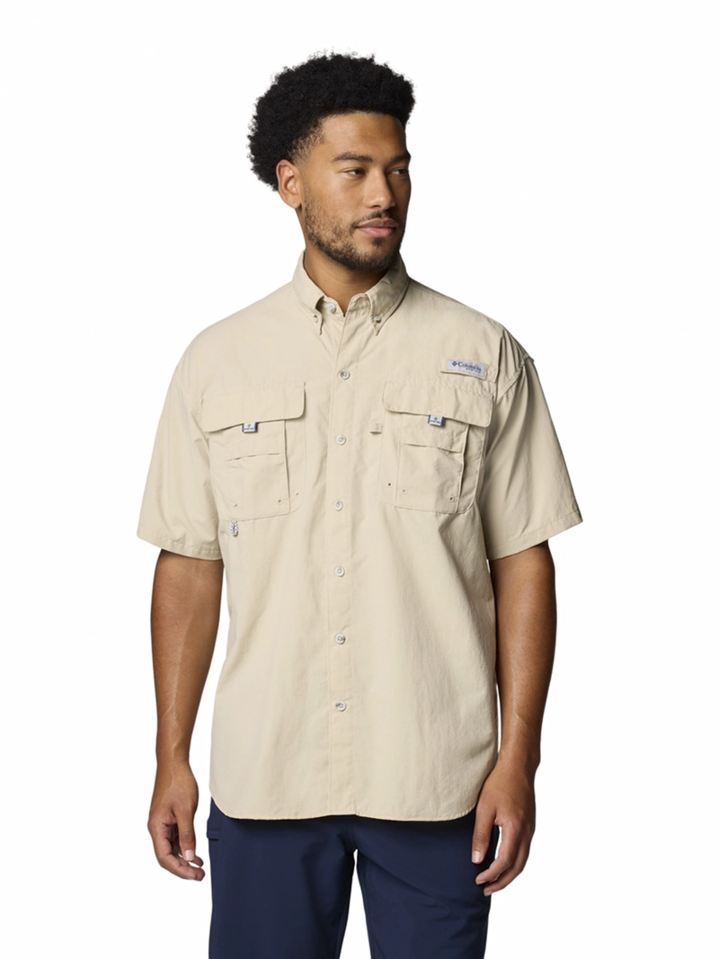 CAMISA HOMBRE BAHAMA II S/S SHIRT BEIGE COLUMBIA - 1