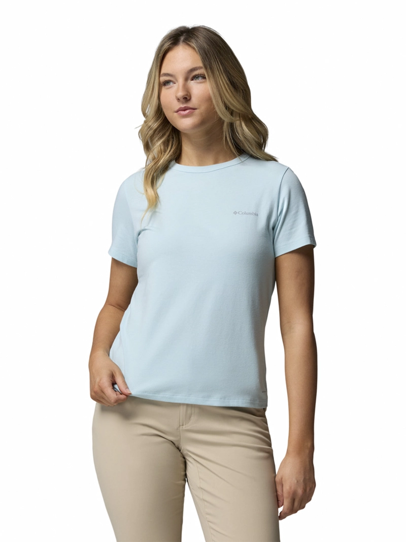 POLERA MANGA CORTA MUJER SUN TREK SS CELESTE COLUMBIA - 1