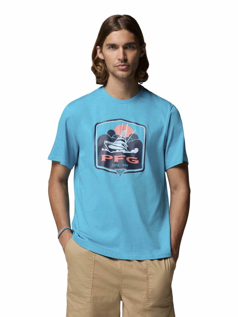 POLERA HOMBRE PFG SHIELD SS CELESTE COLUMBIA - 1