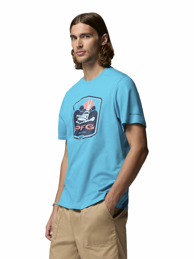 POLERA HOMBRE PFG SHIELD SS CELESTE COLUMBIA - 2